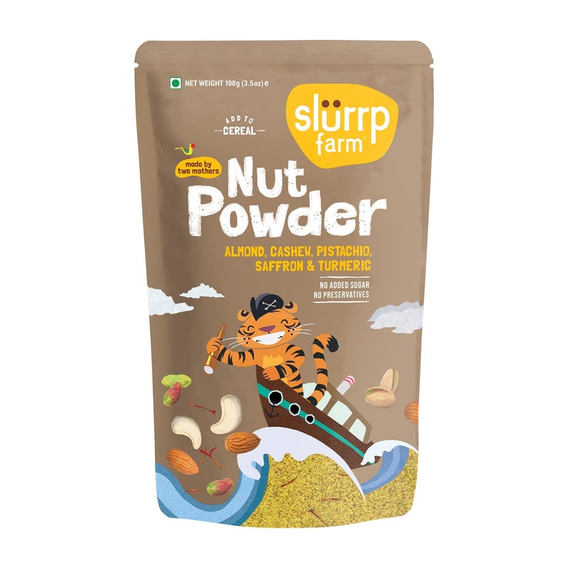 Slurrp Farm Nut Powder for Kids | Almond, Cashew, Pistachio with Saffron & Turmeric | No Added Sugar | Nutrient-Rich Mix for Cereal, Milk or Porridge | 3.52 Oz (100g) - Image 1