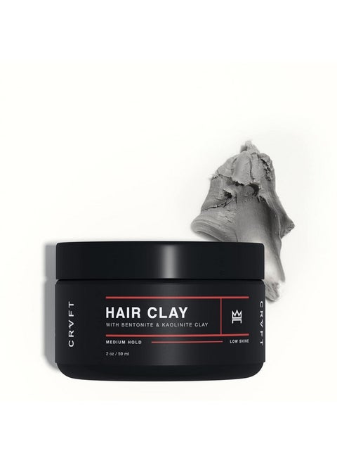 CRVFT Hair Clay 2oz | Medium Hold/Zero Shine Matte Finish | Add Volume & Texture | Ideal for Textured, Short & Medium Styles | Reworkable | [High Density] Clay Base, Stylist Approved [Unscented]