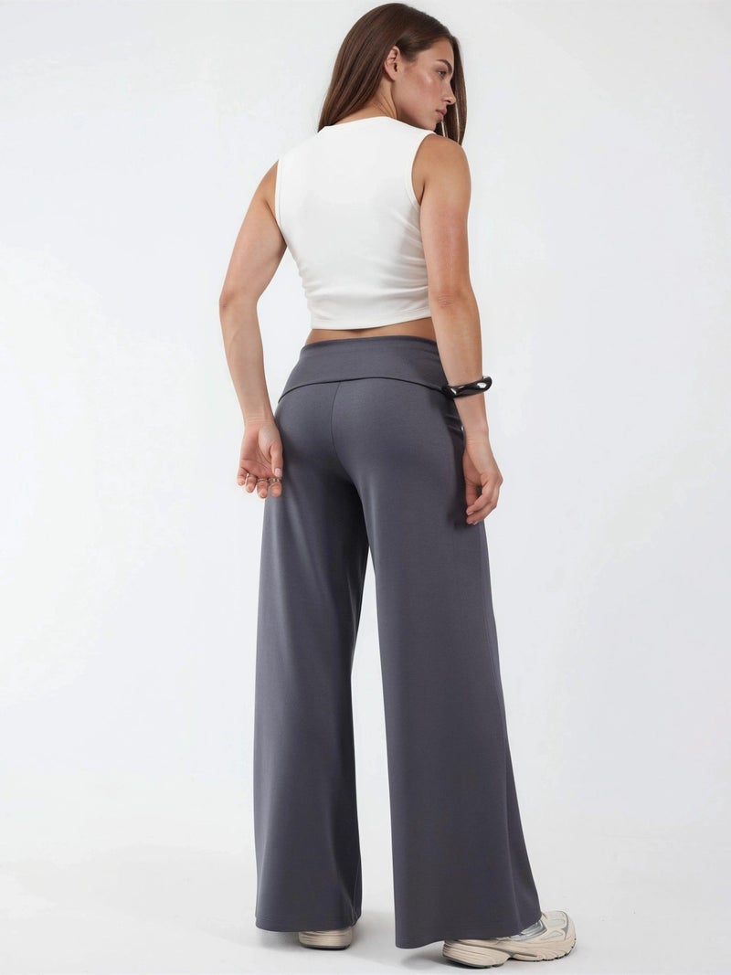 HICCUP Modal Touch Folded Waist Palazzo Pants - Image 3