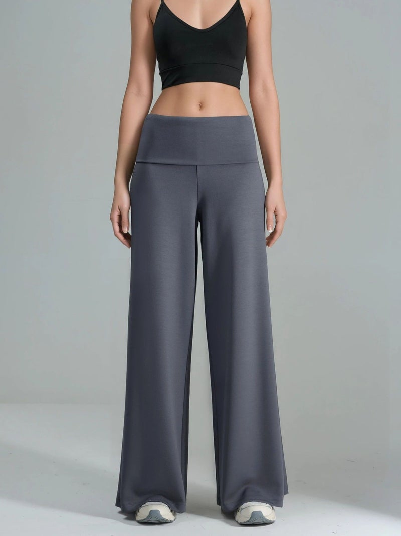 HICCUP Modal Touch Folded Waist Palazzo Pants - Image 1