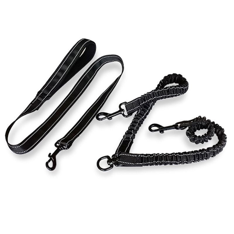 One Tow Two Leash 2 Dog Rope Elastic Cushion Dog Leash Dog Walking Leash Dog Belt Double Lead - Image 2