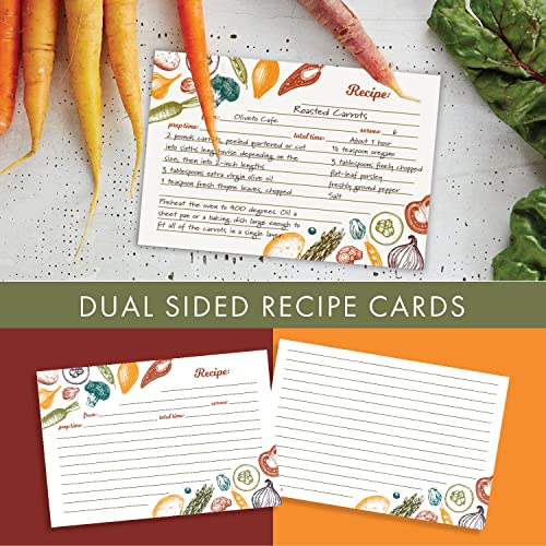 Jot  Mark Jot & Mark 8.5" x 9.5" 3 Ring Recipe Binder with 50 Matching 4x6 inch Recipe Cards, 25 Top & Bottom Binder Sleeve Sheet Protector, 5 Full-Page Undivided Sleeves, 6 Sturdy Divider Tabs, Autumn Harvest - Image 5