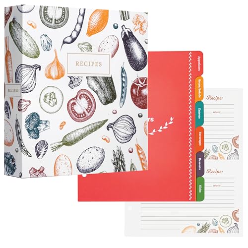 Jot  Mark Jot & Mark 8.5" x 9.5" 3 Ring Recipe Binder with 50 Matching 4x6 inch Recipe Cards, 25 Top & Bottom Binder Sleeve Sheet Protector, 5 Full-Page Undivided Sleeves, 6 Sturdy Divider Tabs, Autumn Harvest - Image 1