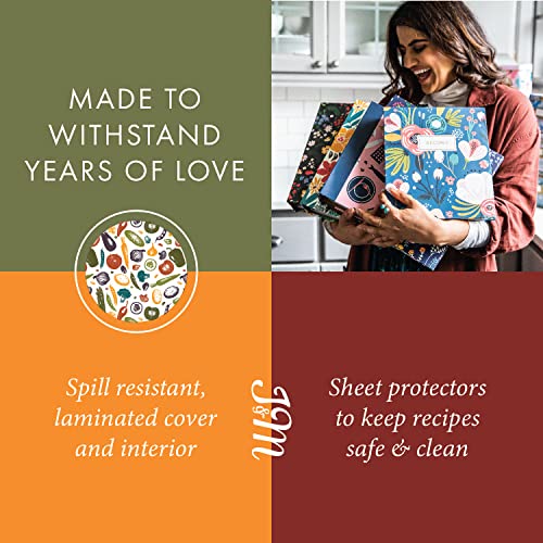 Jot  Mark Jot & Mark 8.5" x 9.5" 3 Ring Recipe Binder with 50 Matching 4x6 inch Recipe Cards, 25 Top & Bottom Binder Sleeve Sheet Protector, 5 Full-Page Undivided Sleeves, 6 Sturdy Divider Tabs, Autumn Harvest - Image 4