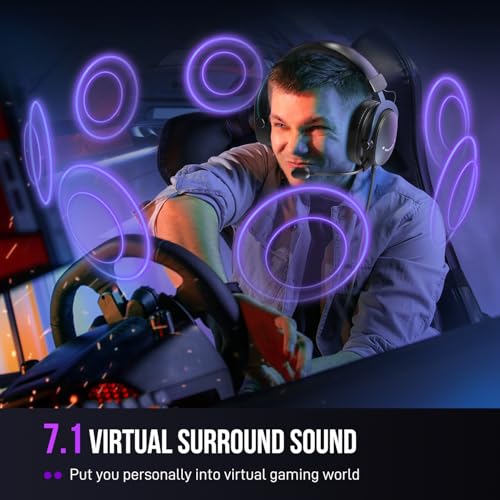 FIFINE Gaming Headset for PC, USB Streaming Headset with 3.5mm Headphones Jack, Detachable Microphone, 7.1 Surround Sound for PS4 PS5, Over-Ear Black Headphone-H9 - Image 5