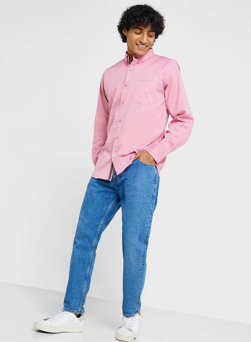سفنتي فايف Cotton-Elastane Casual Single Pocket Shirt