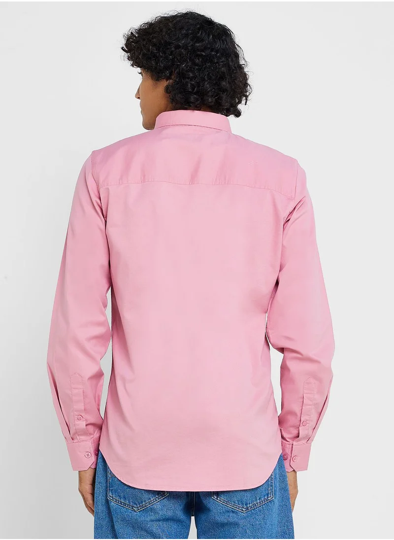 سفنتي فايف Cotton-Elastane Casual Single Pocket Shirt