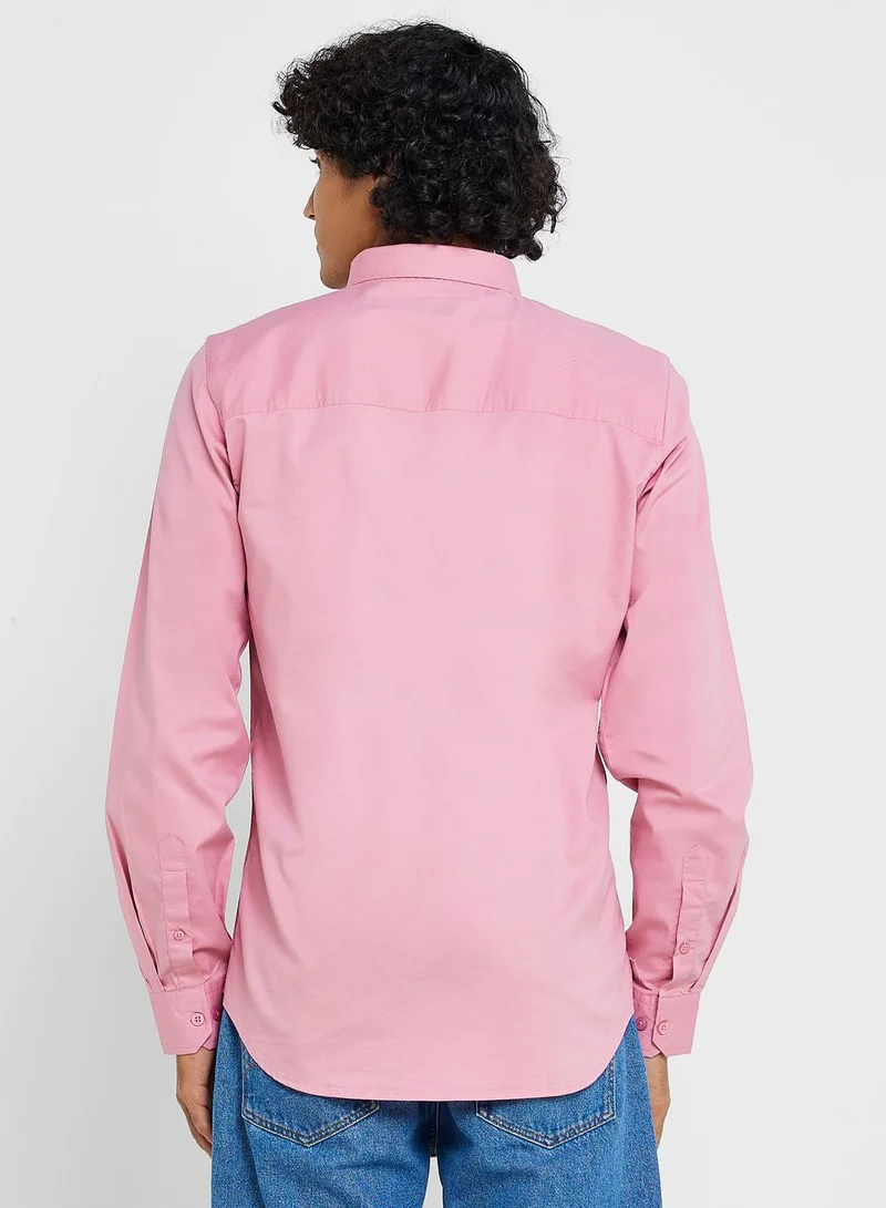 Seventy Five Cotton-Elastane Casual Single Pocket Shirt