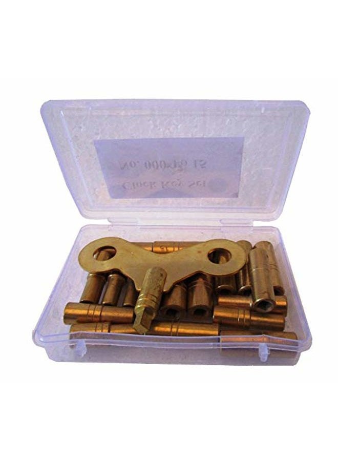 Brass Blessing : 18 Size Solid Brass Clock Winding Keys - 000 to 15 Sizes Total 18 Keys (5020) - Image 1