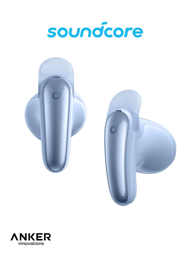 soundcore Liberty Buds by Anker Semi-in-Ear Design, Removable Ear Fins, Real-Time Adaptive Noise Cancelling, Fast Charging, Wireless Bluetooth Earbuds,Translation Earbuds, 30H Playtime blue