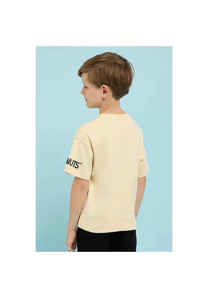 R&b Snoopy Print T-Shirt with Crew Neck and Short Sleeves