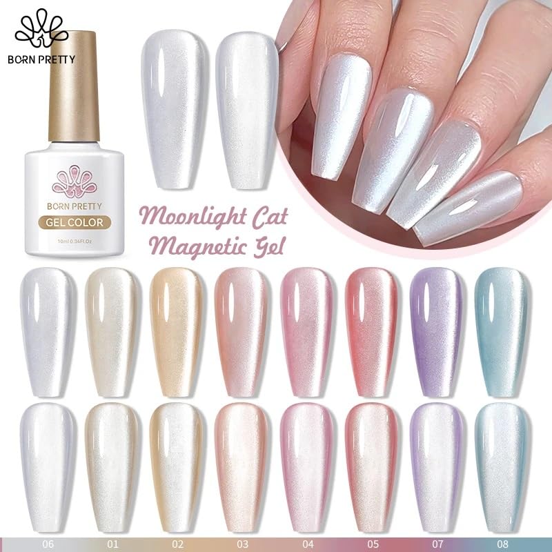 BORN PRETTY 10ml Moonlight Cat Magnetic Gel Nail Polish from BELLE GAGA 8pcs Set Nail Sparkling Glitter Semi Permanent Varnish MC01MC08 - Image 2