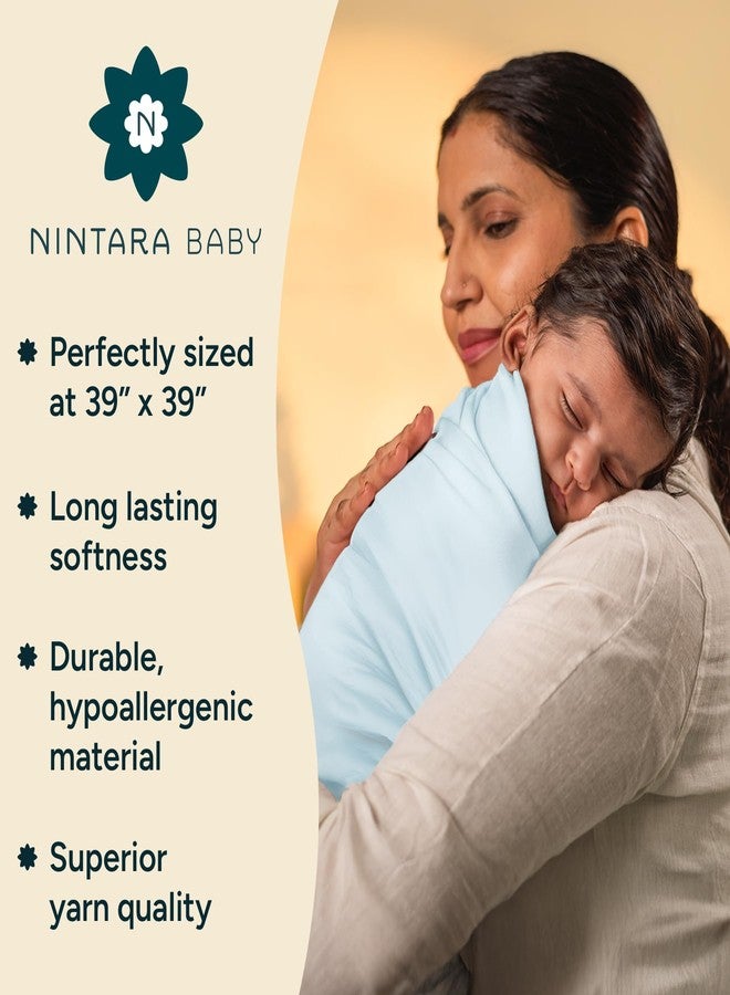 NINTARABABY Swaddle - 100% Organic Premium Muslin Cotton, 39" x 39" (100 cm x 100 cm), Ultra-Soft, Breathable & Lightweight, Multipurpose, Hypoallergenic, Gift for Newborn Babies - Image 2