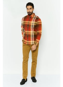 GANT Men Regular Fit Checkered Long Sleeves Dress Shirt, Brown Combo  - Image 4
