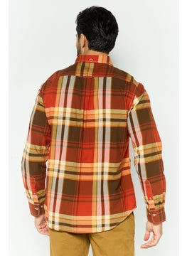 GANT Men Regular Fit Checkered Long Sleeves Dress Shirt, Brown Combo  - Image 2