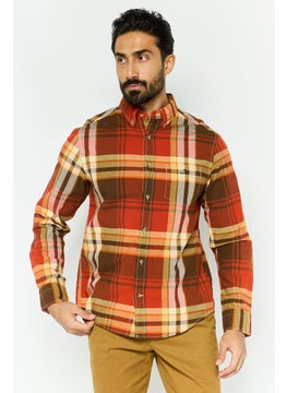 GANT Men Regular Fit Checkered Long Sleeves Dress Shirt, Brown Combo  - Image 1