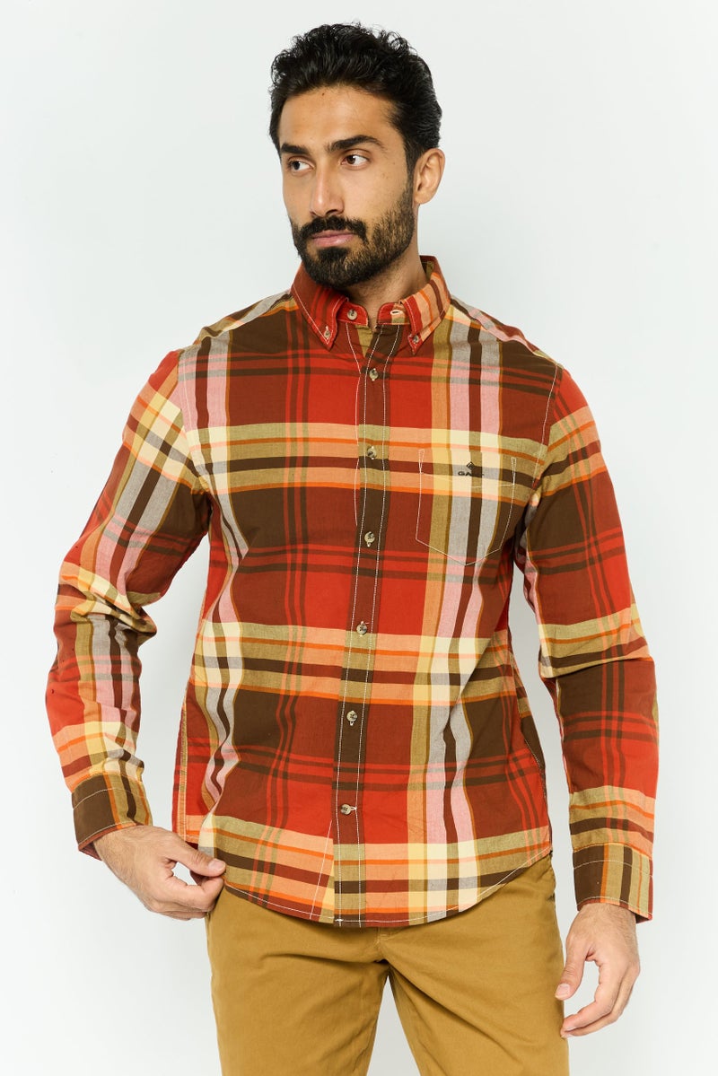 GANT Men Regular Fit Checkered Long Sleeves Dress Shirt, Multicolor - Image 1