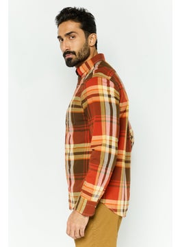 GANT Men Regular Fit Checkered Long Sleeves Dress Shirt, Brown Combo  - Image 3