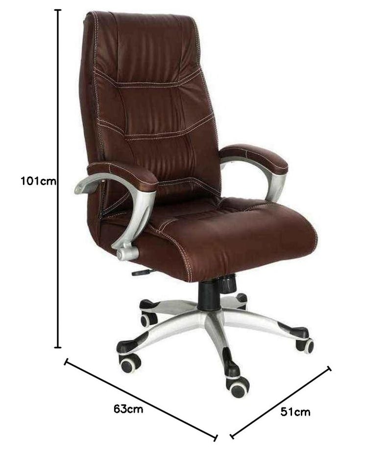 ROAR WOOD ROAR WOOD High Back Brown Leatherette Executive Boss Director Manager Desk Chair Gaming Special Office Revolving 360 Fully Adjustable with Extra Comfort for Work at Home  - Image 2