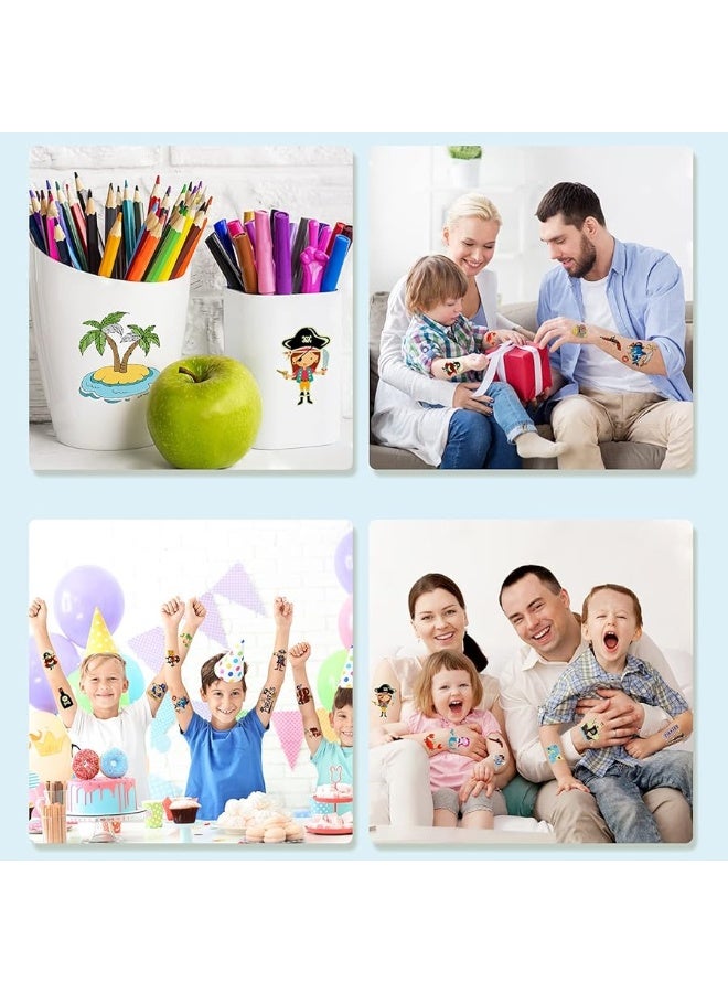 PARTYWIND 34 Styles Pirate Birthday Party Supplies, Glow + Metallic Glitter Pirate Temporary Tattoos for Kids Party Favors Decorations, Pirate Tattoo Stickers Accessories Games for Boys and Girls - Image 2