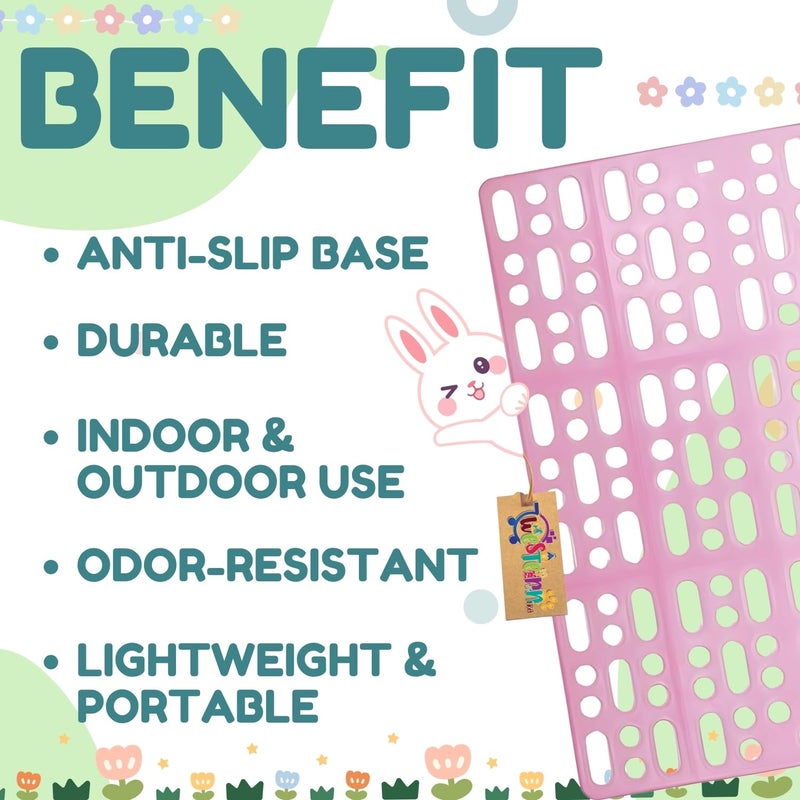 Western Era حصيرة أرضية وردية للأرانب – تزاوج الأقفاص للأرانب، خنازير غينيا، الحيوانات الأليفة الصغيرة، أرضية مريحة لقدم الحيوان الأليف، تحمي قاعدة القفص، توفر سطحًا ناعمًا للراحة (قطعتان) - Image 3