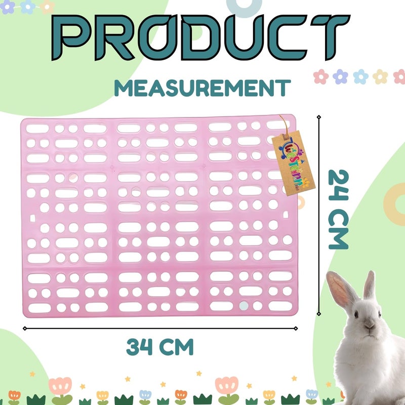 Western Era حصيرة أرضية وردية للأرانب – تزاوج الأقفاص للأرانب، خنازير غينيا، الحيوانات الأليفة الصغيرة، أرضية مريحة لقدم الحيوان الأليف، تحمي قاعدة القفص، توفر سطحًا ناعمًا للراحة (قطعتان) - Image 4