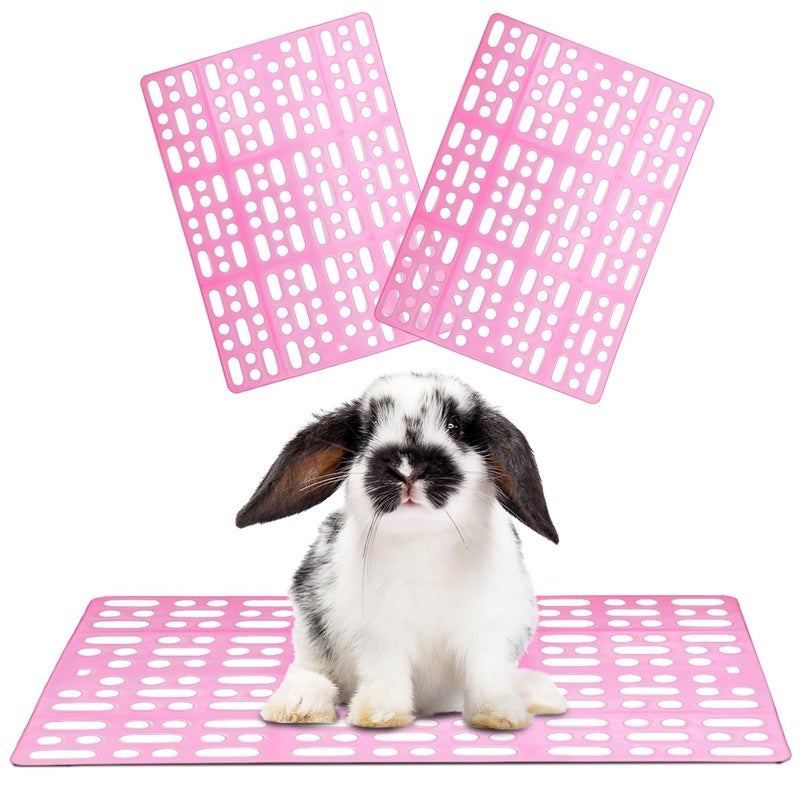 Western Era حصيرة أرضية وردية للأرانب – تزاوج الأقفاص للأرانب، خنازير غينيا، الحيوانات الأليفة الصغيرة، أرضية مريحة لقدم الحيوان الأليف، تحمي قاعدة القفص، توفر سطحًا ناعمًا للراحة (قطعتان) - Image 1
