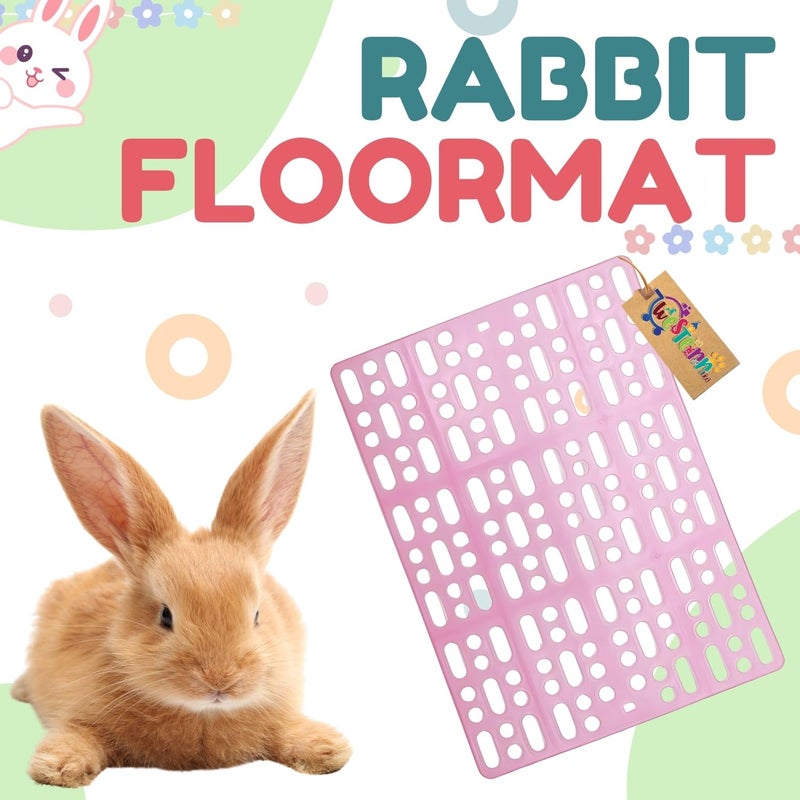 Western Era حصيرة أرضية وردية للأرانب – تزاوج الأقفاص للأرانب، خنازير غينيا، الحيوانات الأليفة الصغيرة، أرضية مريحة لقدم الحيوان الأليف، تحمي قاعدة القفص، توفر سطحًا ناعمًا للراحة (قطعتان) - Image 2
