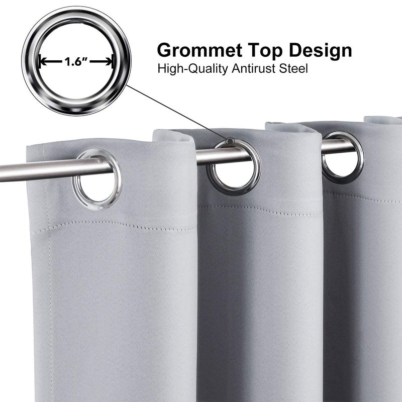 ChrisDowa Blackout Curtains 90 Inches Long 2 Panels Set for Living Room  Grommet Thermal Insulated Room Darkening Curtains for Bedroom (Light Grey  52 x 90 Inch) - Image 2