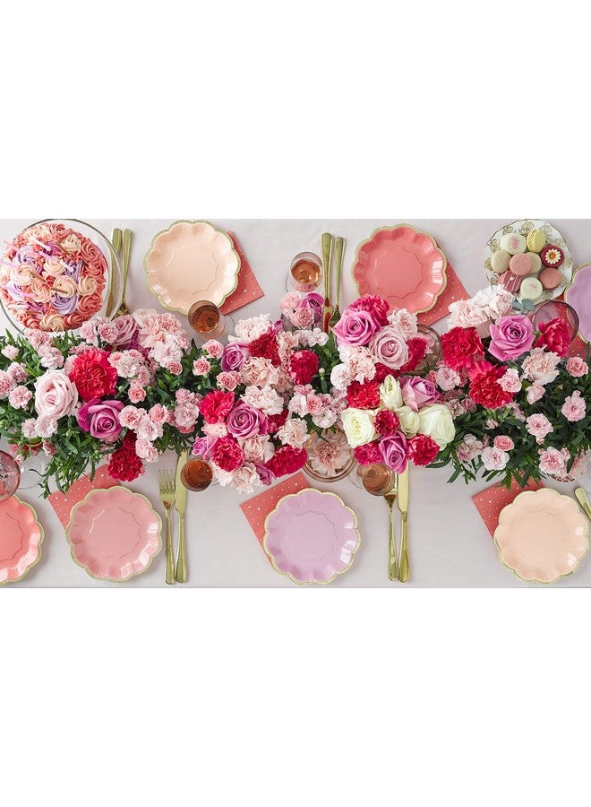توكينج تيبلز مجموعة من 12 طبقًا ورقيًا فاخرًا لأعياد الميلاد من Talking Tables مقاس 7 بوصات - حواف من رقائق الذهب الوردي - مزيج من الألوان الوردية الجميلة - مثالية لأعياد ميلاد الفتيات والأطفال أو البالغين - Image 2