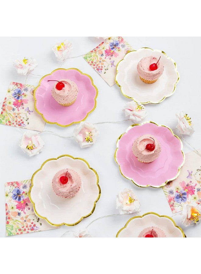 توكينج تيبلز مجموعة من 12 طبقًا ورقيًا فاخرًا لأعياد الميلاد من Talking Tables مقاس 7 بوصات - حواف من رقائق الذهب الوردي - مزيج من الألوان الوردية الجميلة - مثالية لأعياد ميلاد الفتيات والأطفال أو البالغين - Image 4