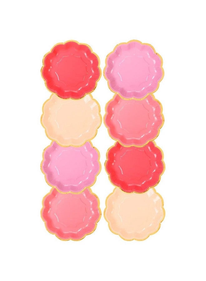 توكينج تيبلز مجموعة من 12 طبقًا ورقيًا فاخرًا لأعياد الميلاد من Talking Tables مقاس 7 بوصات - حواف من رقائق الذهب الوردي - مزيج من الألوان الوردية الجميلة - مثالية لأعياد ميلاد الفتيات والأطفال أو البالغين - Image 1