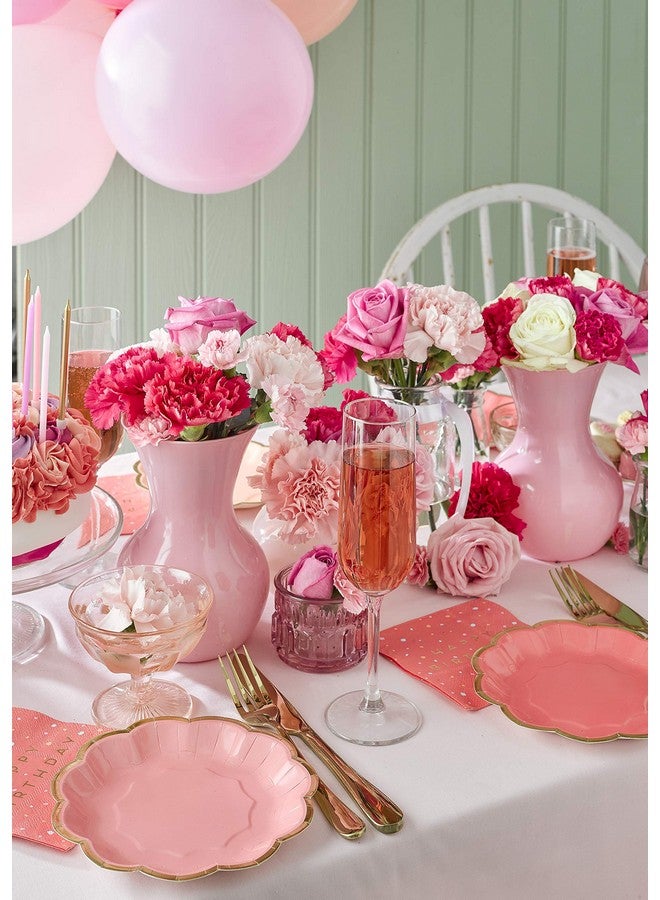 توكينج تيبلز مجموعة من 12 طبقًا ورقيًا فاخرًا لأعياد الميلاد من Talking Tables مقاس 7 بوصات - حواف من رقائق الذهب الوردي - مزيج من الألوان الوردية الجميلة - مثالية لأعياد ميلاد الفتيات والأطفال أو البالغين - Image 3