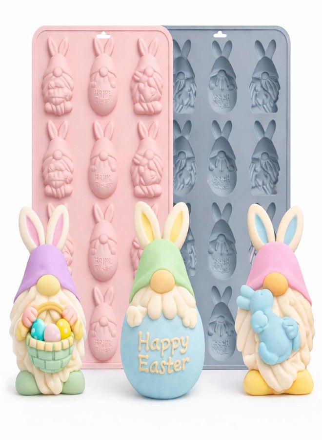 LLPMutu 2PCS Easter Silicone Mold Bunny Silicone Mold Easter Eggs Silicone Mold Easter Dwarf Molds 12 Cavity Bunny Chocolate Molds Silicone Easter Mold Easter Candy Mold for Chocolate Candy Fondant Ice Cube - Image 1