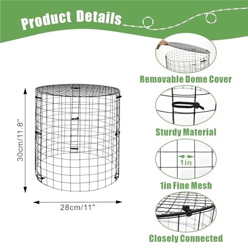 EXJEXJ 5 Packs Garden Plant Protectors from Animals,Metal Plant Cage Chicken Wire Cloche with Ground Stakes and Nylon Tie,Garden Plant Protectors for Flower Vegetable to Keep Animals Out-11.8"x 12.6" - Image 3