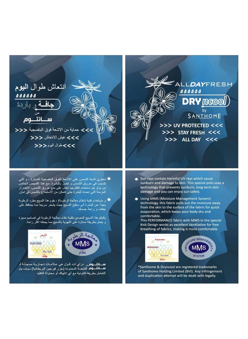 SANTHOME men s all day fresh half sleeve dryfit polo t shirt with uv protection - Image 3