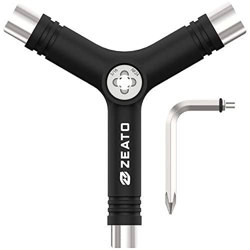 Zeato All-In-One Skate Tools Multi-function Portable Skateboard Y Tool Accessory with Y-type Allen Key and L-type Phillips Head Wrench Screwdriver - Image 1