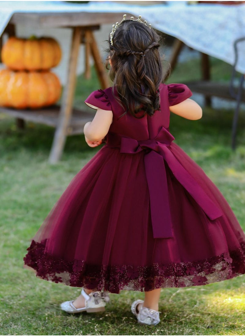 Loquat Stylish Fairy Flower Dress Burgundy  - Image 2