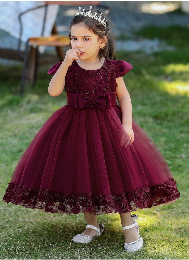 Loquat Stylish Fairy Flower Dress Burgundy  - Image 1
