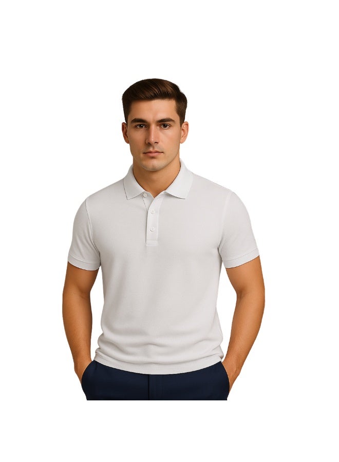 برينت شوب فور مي تيشيرت بولو رجالي | نسيج قرص العسل ٢٤٠ جرام لكل متر مربع | تيشيرت قطني خالص بقصّة عادية بألوان أساسية | مريح وأنيق للارتداء اليومي - Image 1