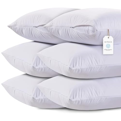 White Classic Pillow Cases Queen Size Set of 620 x 30 UltraSoft Queen Pillow Protectors with Zipper 200 Thread Count Envelope Closure Pillow Shams - Image 1