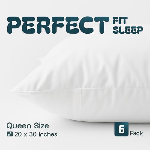 White Classic Pillow Cases Queen Size Set of 620 x 30 UltraSoft Queen Pillow Protectors with Zipper 200 Thread Count Envelope Closure Pillow Shams - Image 3