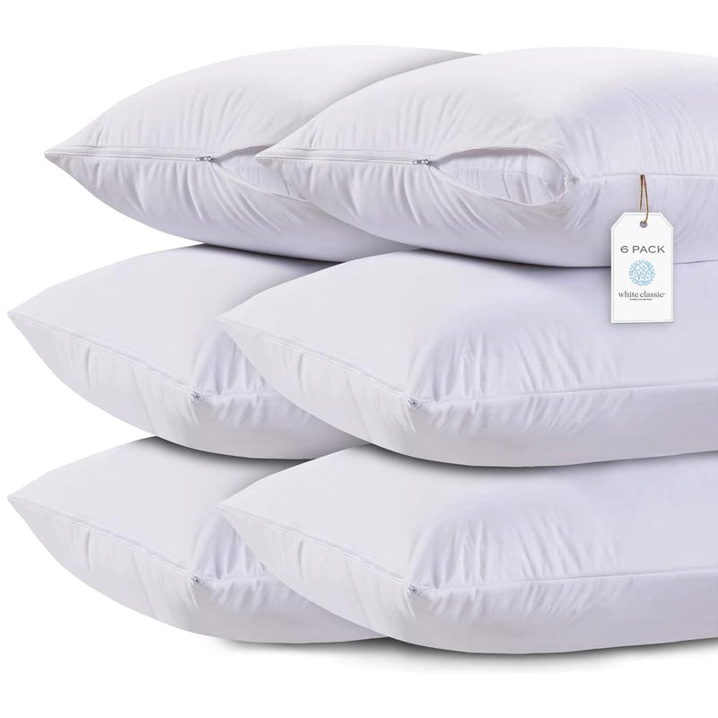 White Classic Pillow Cases Queen Size Set of 620 x 30 UltraSoft Queen Pillow Protectors with Zipper 200 Thread Count Envelope Closure Pillow Shams - Image 2