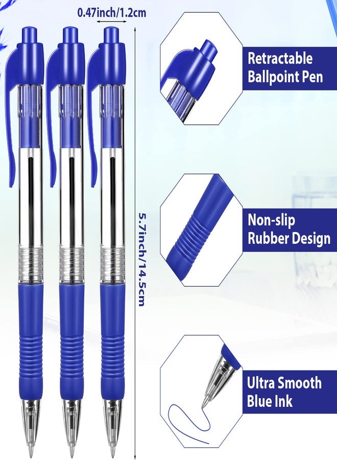 Fainne 200 Pack Retractable Ballpoint Pen 1.0 mm Medium Point Refillable Smooth Click Writing Pens With Grip for Work Journal Writing Office School Supplies(Blue Ink) - Image 2