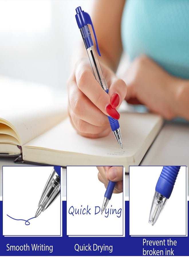 Fainne 200 Pack Retractable Ballpoint Pen 1.0 mm Medium Point Refillable Smooth Click Writing Pens With Grip for Work Journal Writing Office School Supplies(Blue Ink) - Image 3