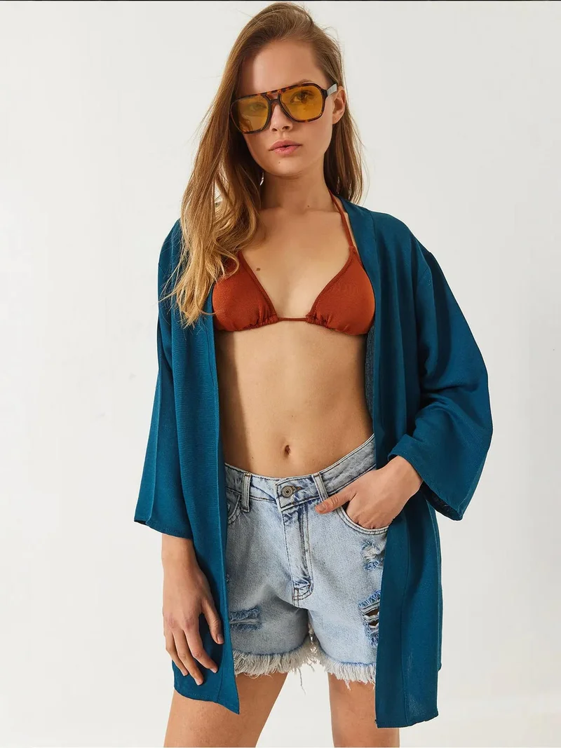 Bianco Lucci LUCCI Viscose Linen Blend Kimono