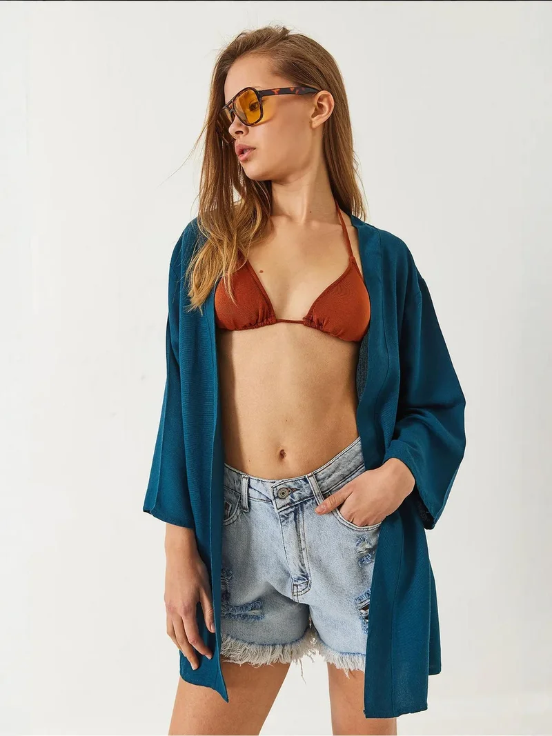 Bianco Lucci LUCCI Viscose Linen Blend Kimono