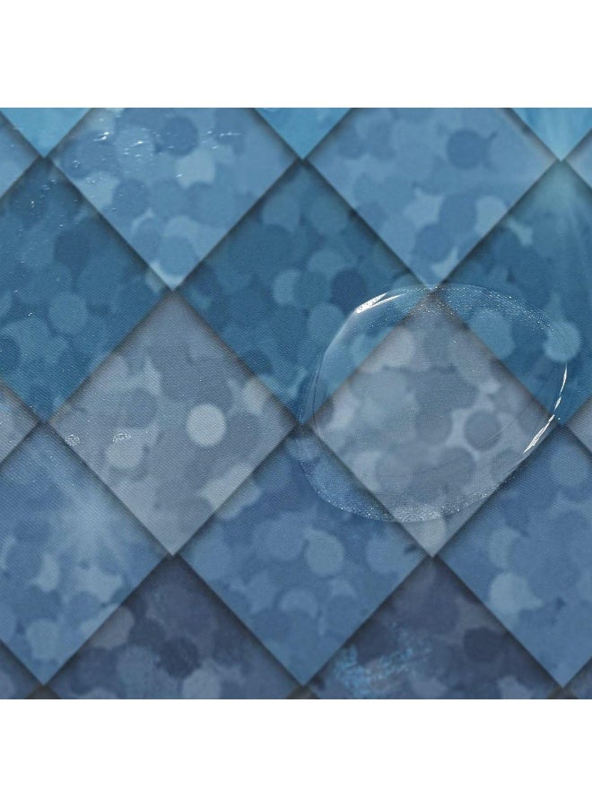 ZOEO Shower Curtain Backdrop Ocean Blue Teal Mermaid Fish Scales Geometric Rhombus Bathroom Home Decor Set Fabric Bridal Polyester Washable Waterproof 12 Hooks for Women 72x72 Inch - Image 2