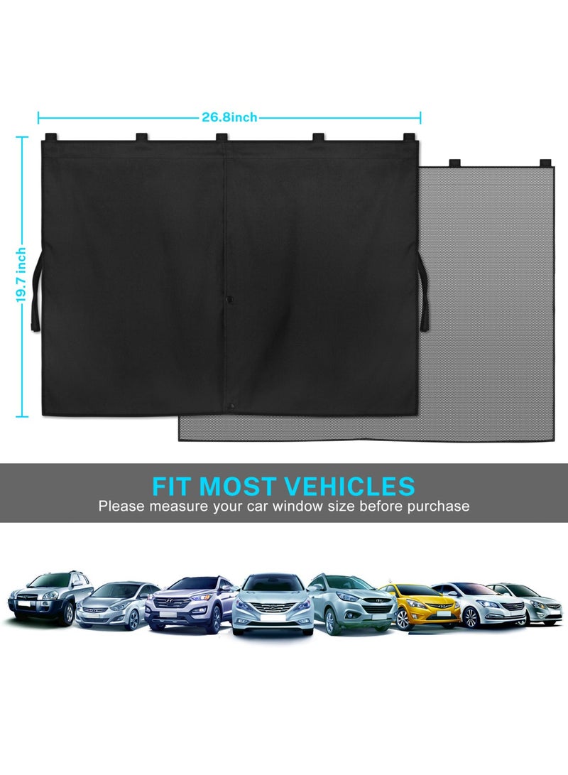 Car Window Shades, 2 PCS Magnetic Double Layer Car Sun Shade for Side Windows, Full Shade/Half Shade Options Black Car Window Curtain for Heat/UV Protection, for Camping Travel(Black-2pcs) - Image 5