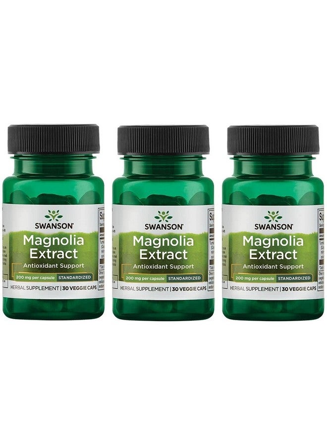 SWANSON Magnolia Bark Herbal Supplement Traditionally Used To Promote Nervous System & Digestive Health Support May Promote Respiratory Health & Stress Support (30 Veggie Capsules 200Mg Each) 3 Pack - Image 1